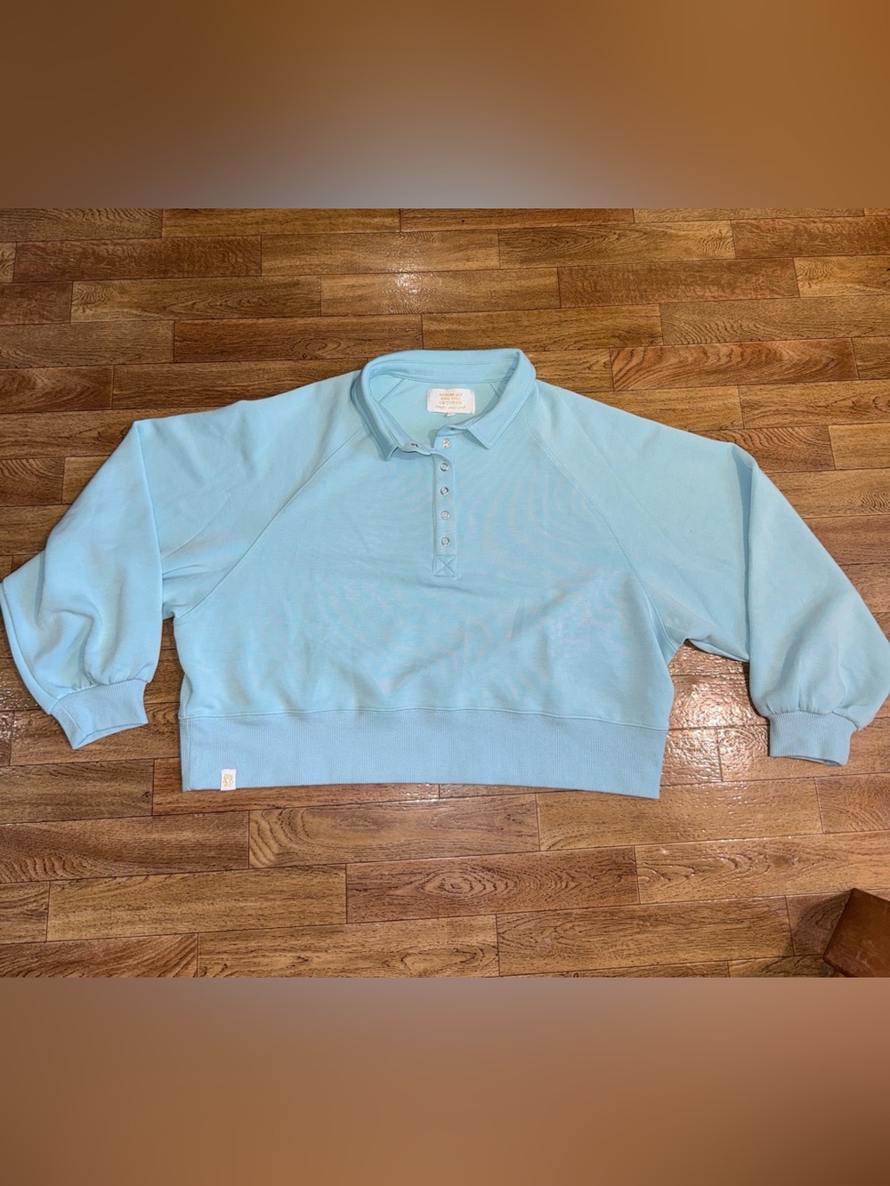 Simply Southern Light Blue Polo-Style Crewneck Sweatshirt